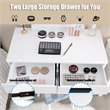 Costway MDF Vanity Makeup Dressing Set with 8 Dimmable Bulbs Mirror in White