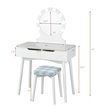 Costway MDF Vanity Makeup Dressing Set with 8 Dimmable Bulbs Mirror in White