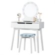 Costway MDF Vanity Makeup Dressing Set with 8 Dimmable Bulbs Mirror in White