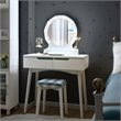 Costway MDF Vanity Makeup Dressing Set with 8 Dimmable Bulbs Mirror in White