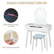 Costway MDF Vanity Makeup Dressing Set with 8 Dimmable Bulbs Mirror in White