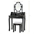 Costway Contemporary P2 MDF Vanity Dressing Table Set with 4 Drawers in Black