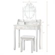 Costway Contemporary P2 MDF Vanity Dressing Table Set with 4 Drawers in White