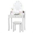 Costway Contemporary P2 MDF Vanity Dressing Table Set with 4 Drawers in White