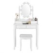 Costway Contemporary P2 MDF Vanity Dressing Table Set with 4 Drawers in White