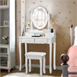 Costway Contemporary P2 MDF Vanity Dressing Table Set with 4 Drawers in White