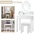 Costway Contemporary P2 MDF Vanity Dressing Table Set with 4 Drawers in White