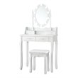 Costway Contemporary P2 MDF Vanity Dressing Table Set with 4 Drawers in White