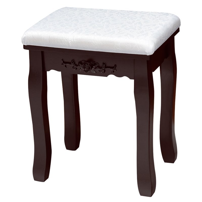 Costway Contemporary MDF Vanity Dressing Table Set with 2 Side Drawers in Brown