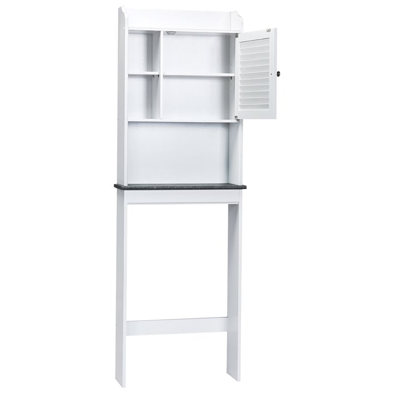 Costway Contemporary MDF Over The Toilet Space Saver with Louver Door in White