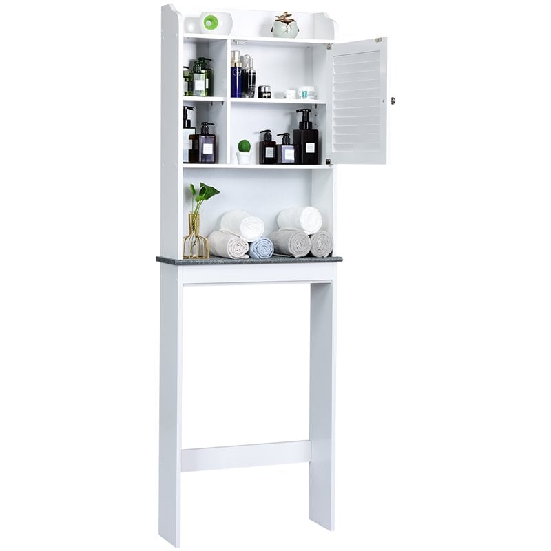 Costway Contemporary MDF Over The Toilet Space Saver with Louver Door in White