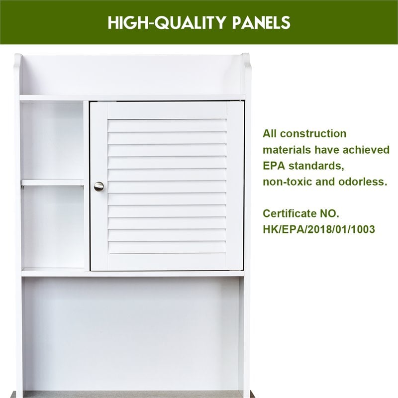 Costway Contemporary MDF Over The Toilet Space Saver with Louver Door in White