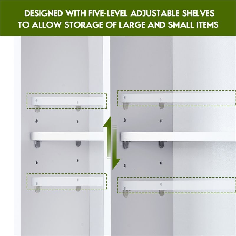 Costway Contemporary MDF Over The Toilet Space Saver with Louver Door in White