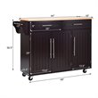 Costway MDF & Rubber Wood Kitchen Island Trolley Cart with Knife Block in Brown