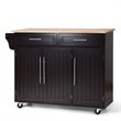 Costway MDF & Rubber Wood Kitchen Island Trolley Cart with Knife Block in Brown