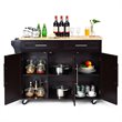 Costway MDF & Rubber Wood Kitchen Island Trolley Cart with Knife Block in Brown