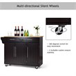 Costway MDF & Rubber Wood Kitchen Island Trolley Cart with Knife Block in Brown