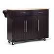 Costway MDF & Rubber Wood Kitchen Island Trolley Cart with Knife Block in Brown