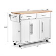 Costway MDF & Rubber Wood Kitchen Island Trolley Cart with Knife Block in White