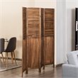 Costway 4-panel Contemporary Paulownia Folding Privacy Room Divider in Brown