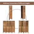 Costway 4-panel Contemporary Paulownia Folding Privacy Room Divider in Brown