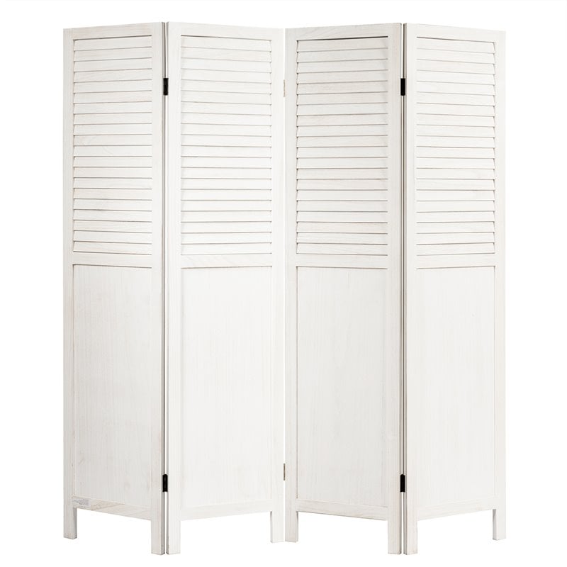 Costway 4-panel Contemporary Wood Folding Privacy Room Divider in White