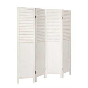 costway 4-panel contemporary wood folding privacy room divider in white