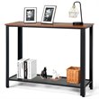 Costway Wood and Iron Console Sofa Table with Storage Shelf in Black