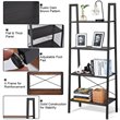 Costway 4-Tier Contemporary Wood and Metal Ladder Bookcase in Brown and Silver