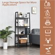 Costway 4-Tier Contemporary Wood and Metal Ladder Bookcase in Brown and Silver