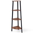 Costway 4-Tier Particle Board and Metal Corner Domestic Bookcase in Brown/Black