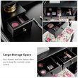 Costway Contemporary MDF and Wood Makeup Vanity Set with Oval Mirror in Black