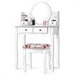 Costway Contemporary MDF and Wood Makeup Vanity Set with Oval Mirror in White