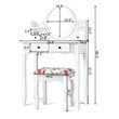 Costway Contemporary MDF and Wood Makeup Vanity Set with Oval Mirror in White