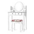 Costway Contemporary MDF and Wood Makeup Vanity Set with Oval Mirror in White