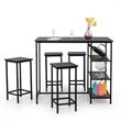 Costway 5-piece Engineered Wood Pub Table Set with Metal Frame in Black