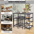 Costway 5-piece Engineered Wood Pub Table Set with Metal Frame in Black