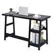 Costway Contemporary Engineered Wood Computer Desk with Removable Shelf in Black