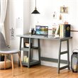 Costway Contemporary Engineered Wood Computer Desk with Removable Shelf in Gray