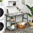 Costway Contemporary Engineered Wood Computer Desk with Removable Shelf in Gray