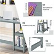 Costway Contemporary Engineered Wood Computer Desk with Removable Shelf in Gray