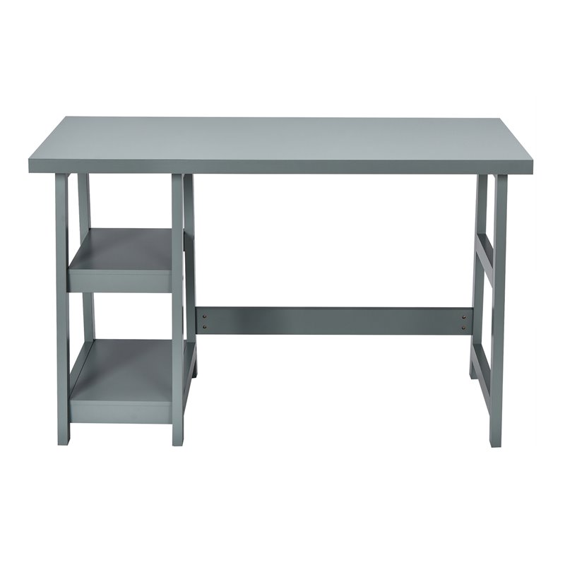 Costway Contemporary Engineered Wood Computer Desk with Removable Shelf in Gray
