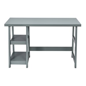 Costway Contemporary Engineered Wood Computer Desk with Removable Shelf in Gray