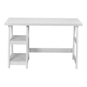 Costway Contemporary Engineered Wood Computer Desk with Removable Shelf in White
