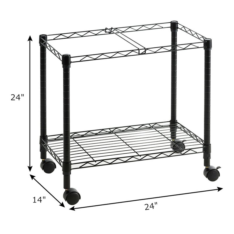 Costway Contemporary Steel Rolling File Cart with Extra Shelf in Black