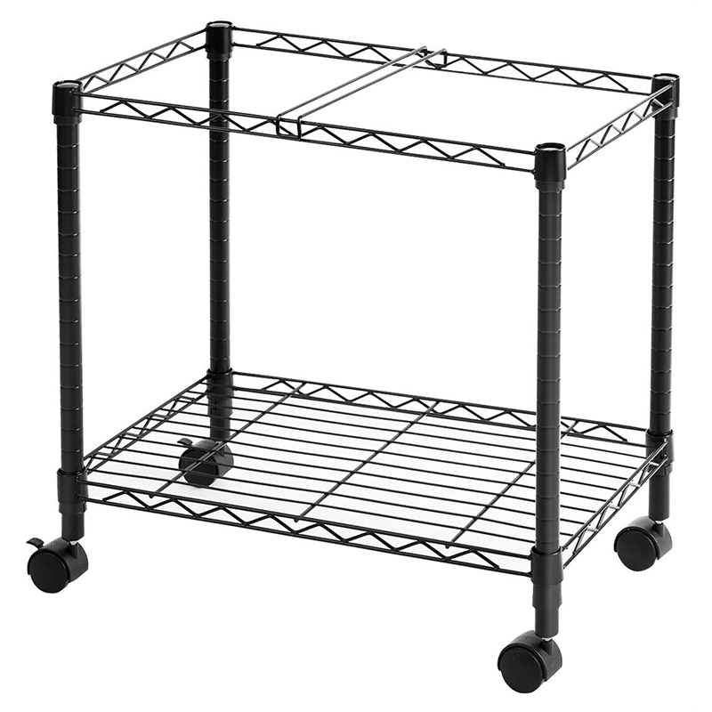Costway Contemporary Steel Rolling File Cart with Extra Shelf in Black