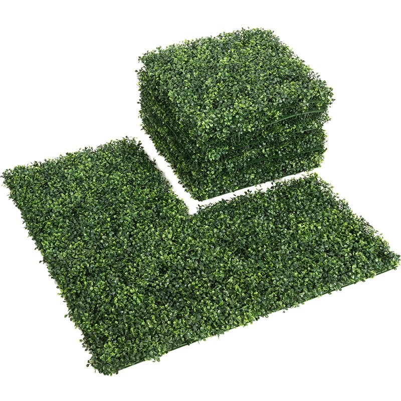 Costway 12-piece Contemporary PE Artificial Boxwood Plant Wall Panel in Green