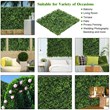 Costway 12-piece Contemporary PE Artificial Boxwood Plant Wall Panel in Green