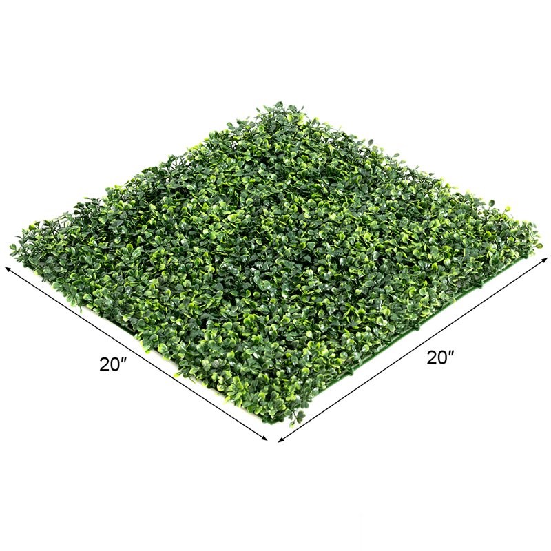 Costway 12-piece Contemporary PE Artificial Boxwood Plant Wall Panel in Green