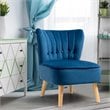 Costway Contemporary Rubber Wood & Tufted Velvet Armless Leisure Chair in Blue